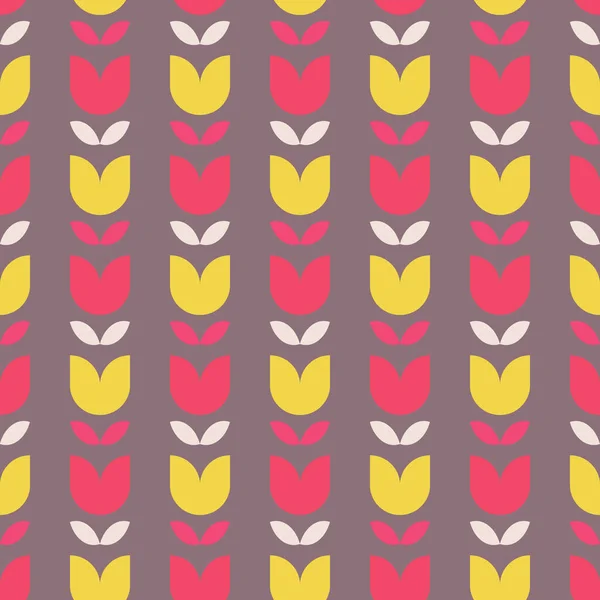 Geometrische Tulpenblüten Mit Nahtlosem Muster Moderne Vektorillustration Nordischen Retro Stil — Stockvektor