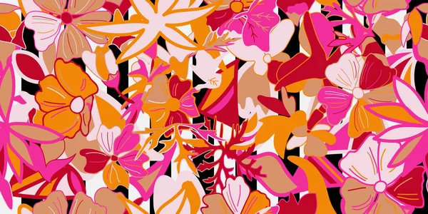 Handgezeichnete Florale Abstrakte Nahtlose Muster Kreatives Collage Print Design Trendige — Stockvektor