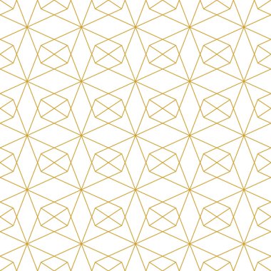 Beyaz ve altın renkli lüks çizgiler. Süslü, kusursuz desenler. Şebeke geometrik doğu tasarımı. Art deco soyut arkaplan. 