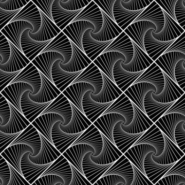 Optik illüzyonu olan kusursuz bir model. Görsel bozulma efektli geometrik arka plan. Op sanat vektör tasarımı. 