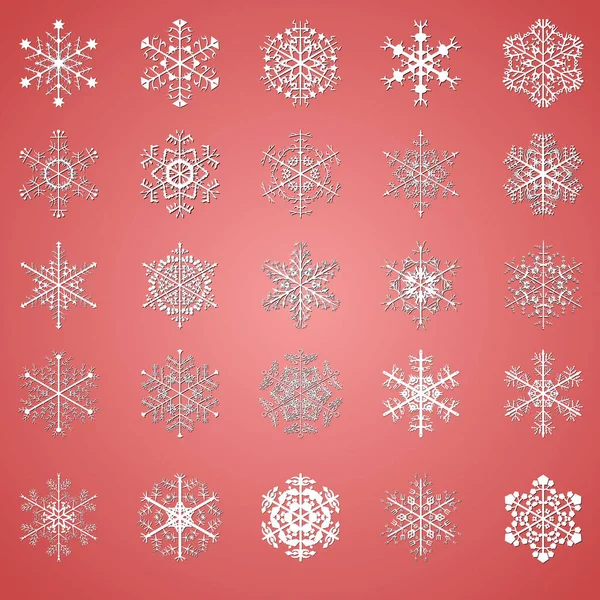 Illustration Vectorielle Flocons Neige Avec Motifs Différents Parfait Pour Les — Image vectorielle