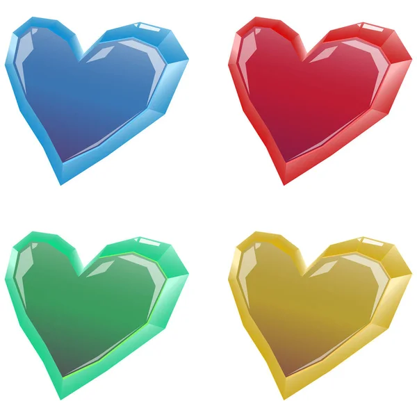 Vector Illustration Blue Red Green Yellow Hearts Easy Isolation Background — Stock Vector