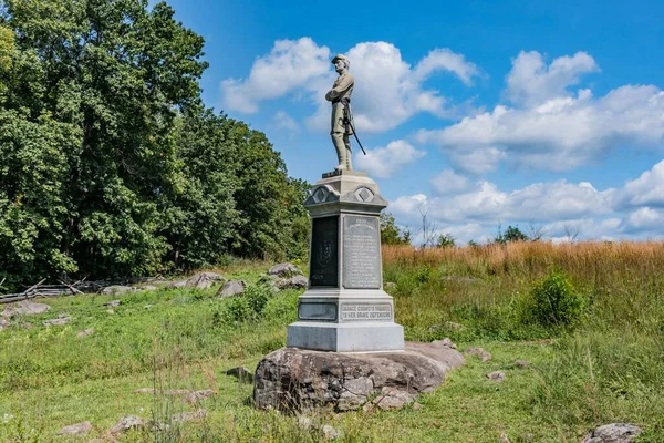 第124届纽约步兵纪念碑 美国宾夕法尼亚葛底斯堡国家军事公园 — 图库照片