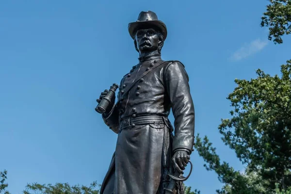 Κλείσιμο Του Gouverneur Kemble Warren Little Top Gettysburg Battlefield Pennsylvania — Φωτογραφία Αρχείου