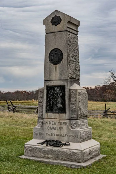 Monumento Cavalaria Nova Iorque Parque Nacional Militar Gettysburg Pensilvânia Eua — Fotografia de Stock