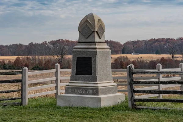 Massachusetts Piyade Alayı Anıtı Gettysburg Pennsylvania Abd — Stok fotoğraf