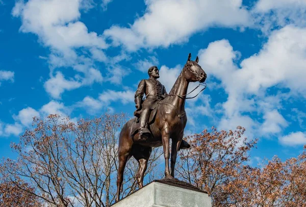 General Lee Inspeccionando Campo Batalla Parque Militar Nacional Gettysburg Pensilvania — Foto de Stock