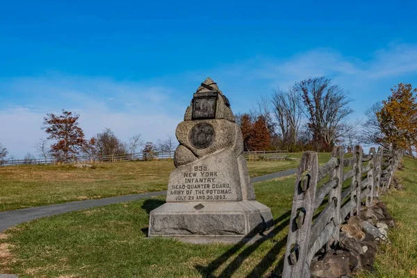 New York Piyade Anıtı Gettysburg Ulusal Askeri Parkı Pennsylvania Abd — Stok fotoğraf