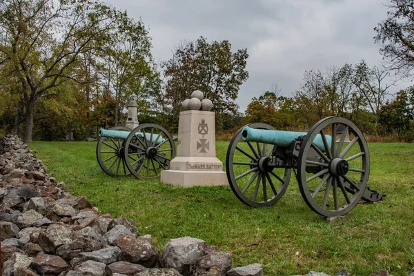Pomnik Baterii Massachusetts Gettysburg National Military Park Pensylwania Usa — Zdjęcie stockowe