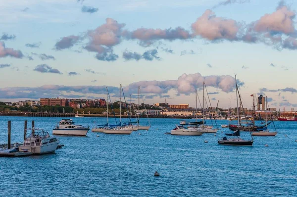 Tranquillo Porto Tramonto Boston Massachusetts Stati Uniti America — Foto Stock