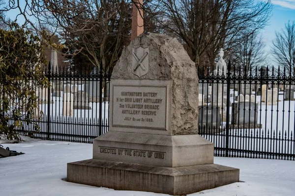 Памятник Huntingtons Battery Легкая Артиллерия Огайо Национальное Кладбище Гейсберг Пенсильвания — стоковое фото