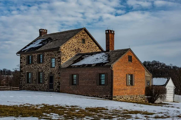 Michael Bushman House Winter Gettysburg National Military Park Pennsylvania — Foto de Stock