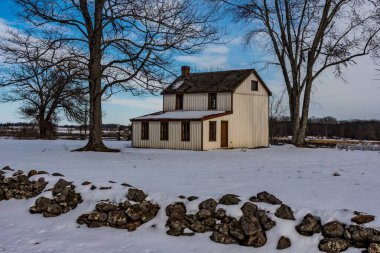 The Philip Snyder Farm in Winter, Gettysburg Ulusal Askeri Parkı, Pennsylvania, ABD