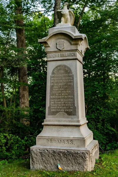 28Th Massachusetts Infantry Regiment Monument Gettysburg National Military Park Pennsylvania — Stock fotografie