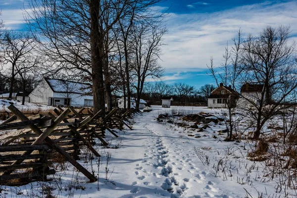 Vista Granja Slyder Invierno Parque Militar Nacional Gettysburg Pensilvania — Foto de Stock