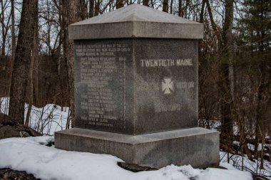 20. Maine Anıtı Kışın, Gettysburg Ulusal Askeri Parkı, Pennsylvania, ABD