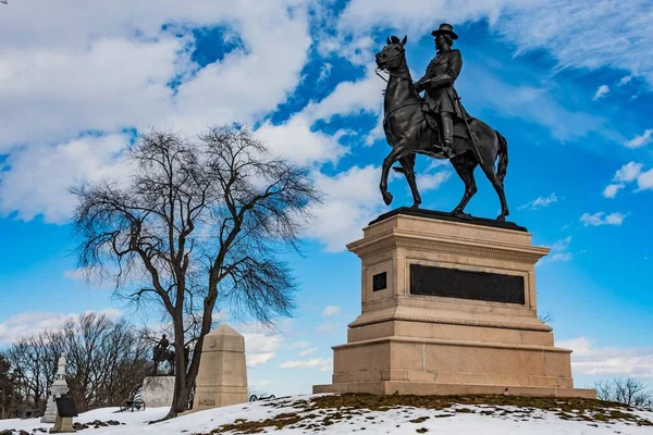 Allmänt Winfield Scott Hancock Monument East Cemetery Hill Gettysburg National — Stockfoto