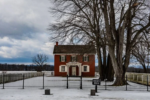 米国ペンシルベニア州ゲティスバーグ国立軍事公園ポール シェリフ ハウスの冬 — ストック写真