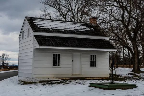 The Bryan House in Winter, Gettysburg Ulusal Askeri Parkı, Pennsylvania, ABD