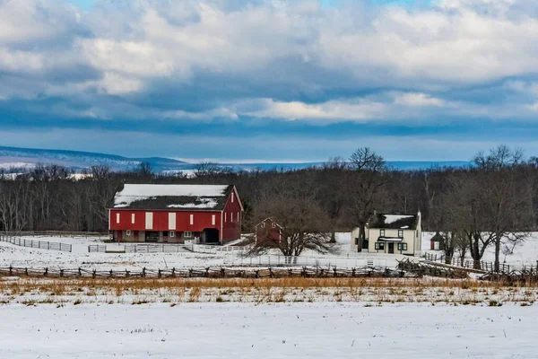 Χειμώνας Στο Spangler Farm Gettysburg National Military Park Πενσυλβάνια Ηπα — Φωτογραφία Αρχείου