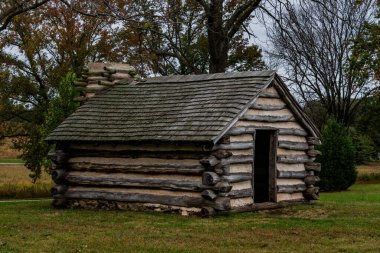 Valley Forge Ulusal Parkında Kış Kampı, Pennsylvania, ABD
