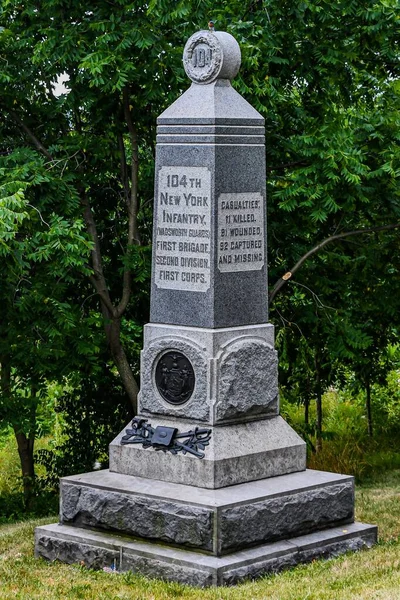 Pomnik 104 Ochotniczego Regimentu Piechoty Nowego Jorku Wadsworth Guards Gettysburg — Zdjęcie stockowe
