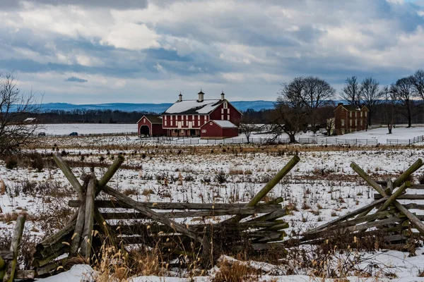 Invierno Granja Sherfy Parque Militar Nacional Gettysburg Pensilvania — Foto de Stock