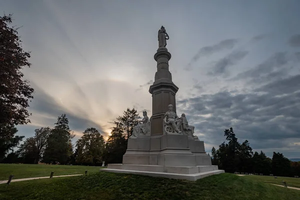 Sonnenuntergang Auf Dem Gettysburg National Cemetery Pennsylvania Usa — Stockfoto