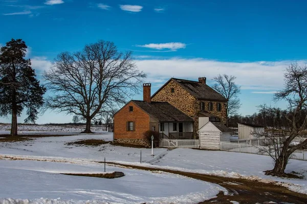 Késő Téli Délután Bushman Farmon Gettysburg Nemzeti Katonai Parkban Pennsylvaniában — Stock Fotó