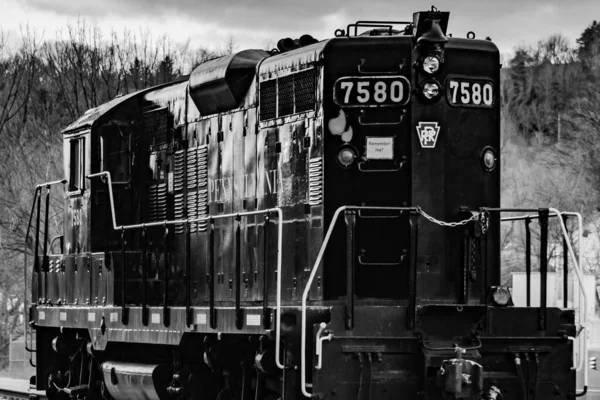 Imagen Monocromática Pennsylvania Railroad Locomotive Glen Rock Pennsylvania —  Fotos de Stock
