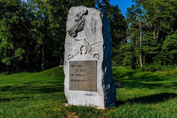 Pomnik Pułku Kawalerii Ochotniczej Massachusetts Gettysburg National Military Park Pensylwania — Zdjęcie stockowe