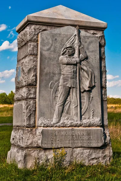 Photo 4Th Michigan Infantry Monument Gettysburg National Military Park Pennsylvania — Stock Photo, Image