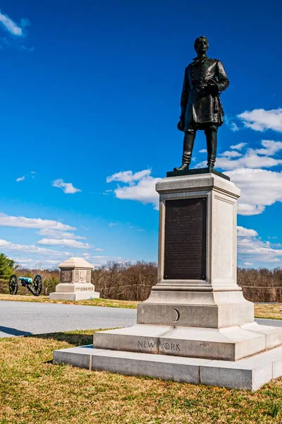 Fotó Francis Barlow Dandártábornok Emlékműve Barlows Knoll Gettysburg Nemzeti Katonai — Stock Fotó