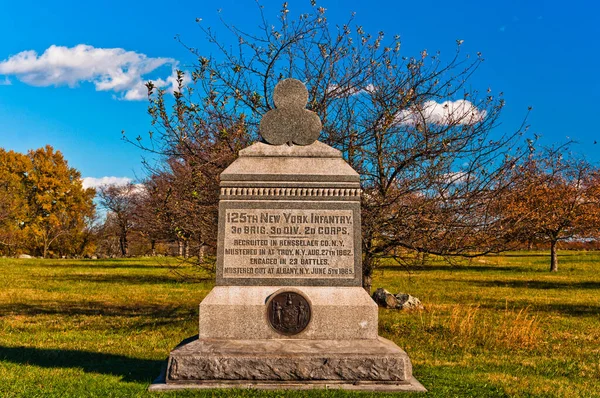 Foto 125Th New York Infantry Monument Gettysburg National Military Park — Fotografia de Stock