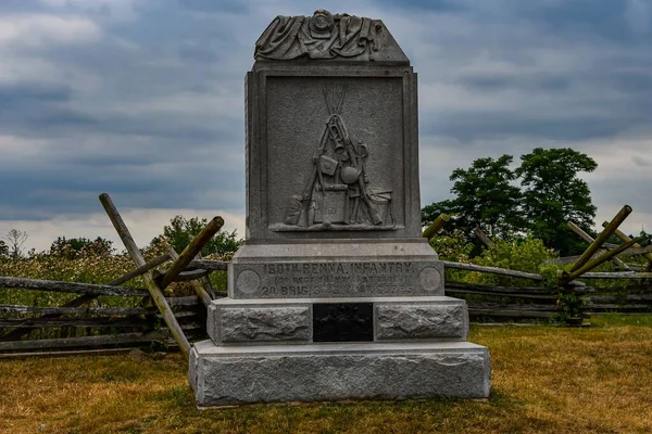 Pomnik 150 Piechoty Pensylwańskiej Gettysburg National Military Park Pensylwania Usa — Zdjęcie stockowe