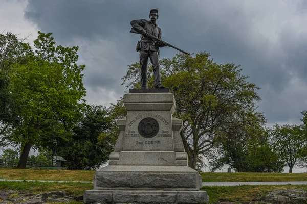 Emlékmű 111 New York Önkéntes Gyalogezred Gettysburg Nemzeti Katonai Park — Stock Fotó