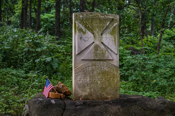 Monument General Strong Vincent Little Top Gettysburg National Military Park — Stock Photo, Image