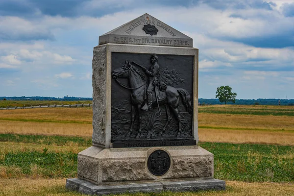Pomnik Nowojorskiego Ochotniczego Pułku Kawalerii Gettysburg National Military Park Pensylwania — Zdjęcie stockowe