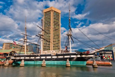 USS Anayasasının Fotoğrafları, Inner Harbor, Baltimore, Maryland ABD