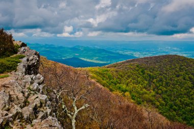 Hawksbill Zirvesi 'nden ilkbahar manzarası, Shenandoah Ulusal Parkı, Virginia
