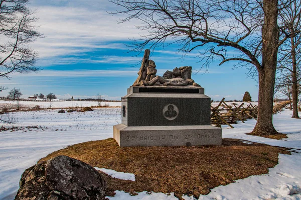 Фото Бригади Дивізії Корпусу Зимі Геттісбурзький Національний Військовий Парк Штат — стокове фото