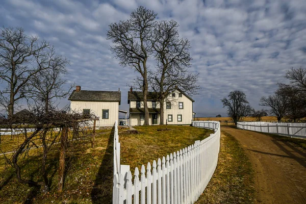 Foto Uma Casa Estrada Guerra Civil Parque Nacional Militar Gettysburg — Fotografia de Stock