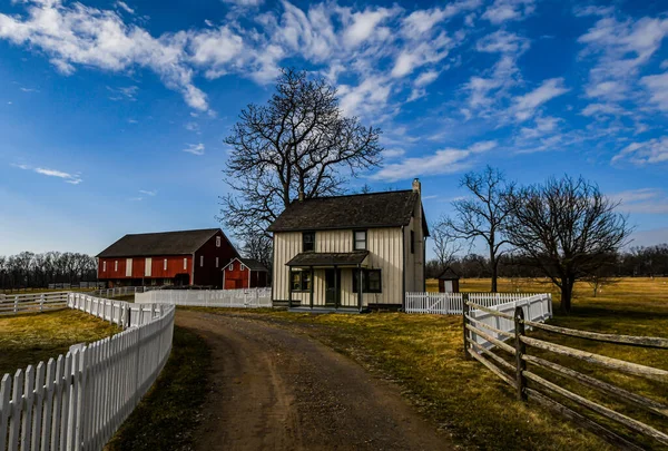 Photo Civil War Farmhouse Barn Gettysburg National Military Park Pennsylvania — Stock Photo, Image