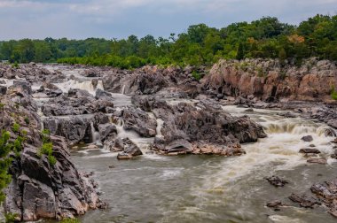 Great Falls Park, Virginia, ABD 'de Güzel Bir Bahar Günü