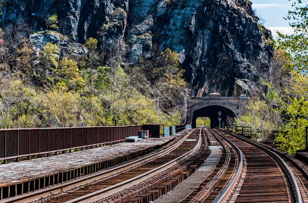 Harpers Ferry Railroad Tunnel Tracks West Virginia —  Fotos de Stock
