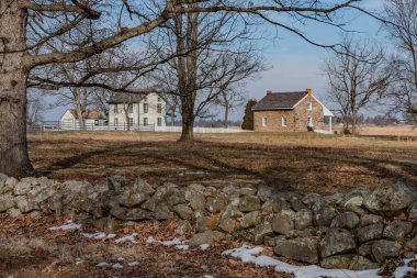 Stones and Farmhouse on Confederate Avenue, Gettysburg Ulusal Askeri Parkı, Pennsylvania, ABD