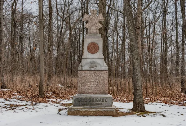 Monument Till Järnbrigaden Vinter Gettysburg National Military Park Pennsylvania Usa — Stockfoto