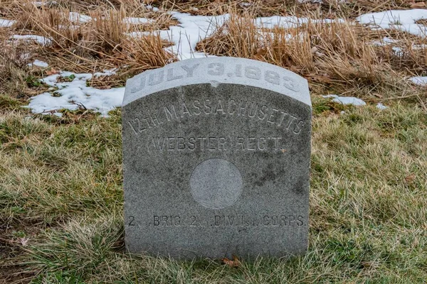 Monument 12Th Massachusetts Webster Regiment Gettysburg National Military Park Pennsylvania — 스톡 사진