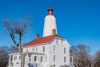 Deniz feneri bakıcıları konutunda Kış Günü, Ulusal Ağ Alanı, New Jersey, ABD