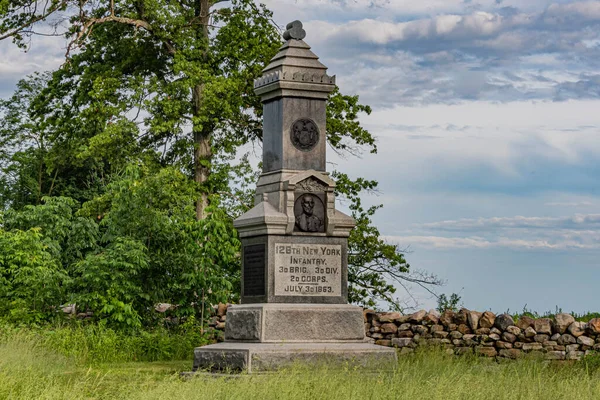 Monument 126Th New York Infantry Gettysburg National Military Park Pennsylvania — Stock fotografie